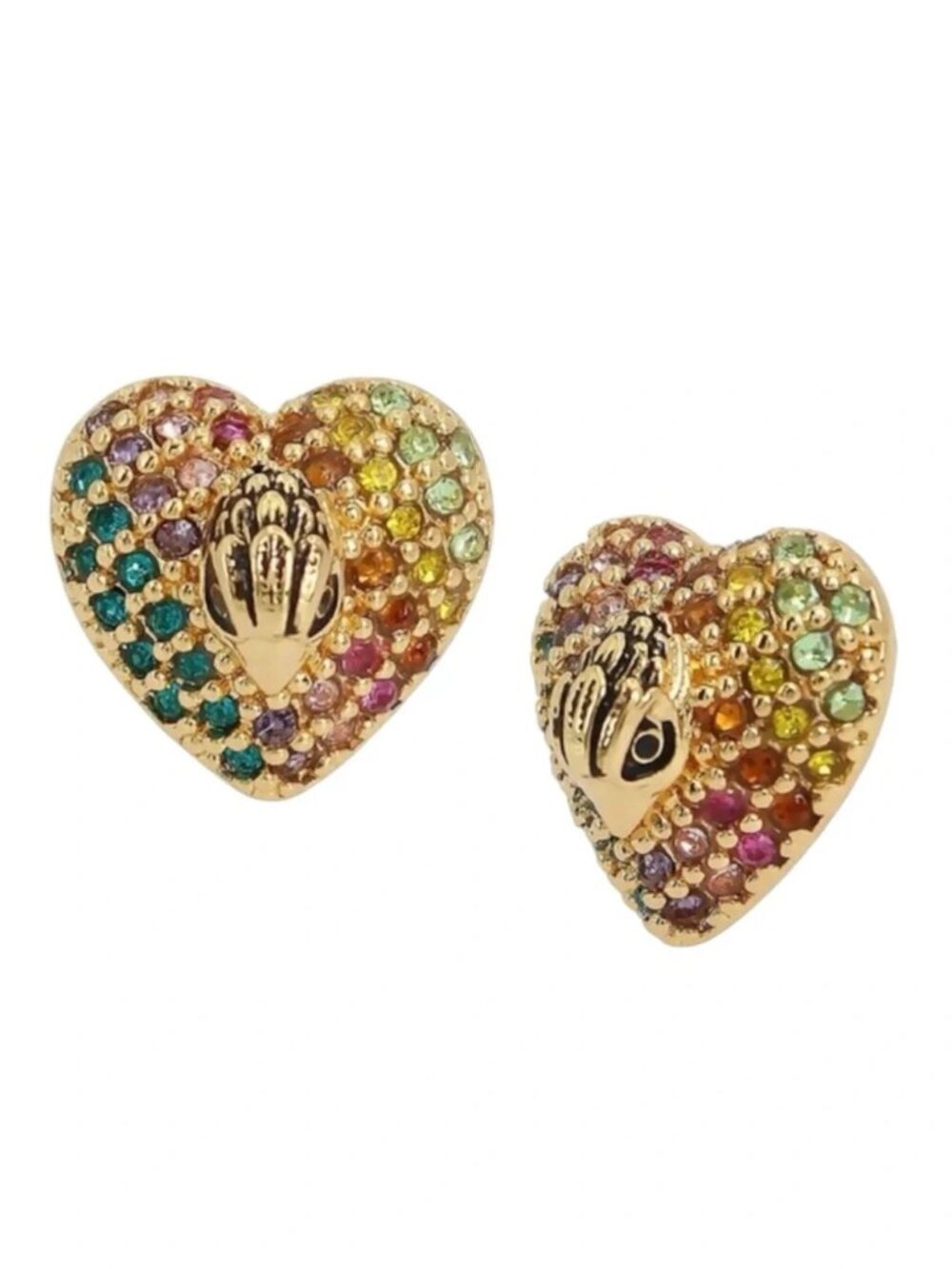 Kurt Geiger London Rainbow Heart Eagle Stud Earrings- NWT